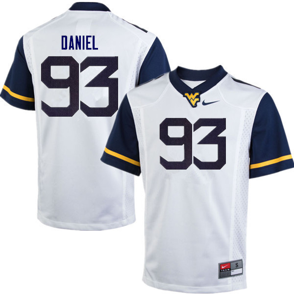 NCAA Men's Matt Daniel West Virginia Mountaineers White #93 Nike Stitched Football College Authentic Jersey YC23D82TA